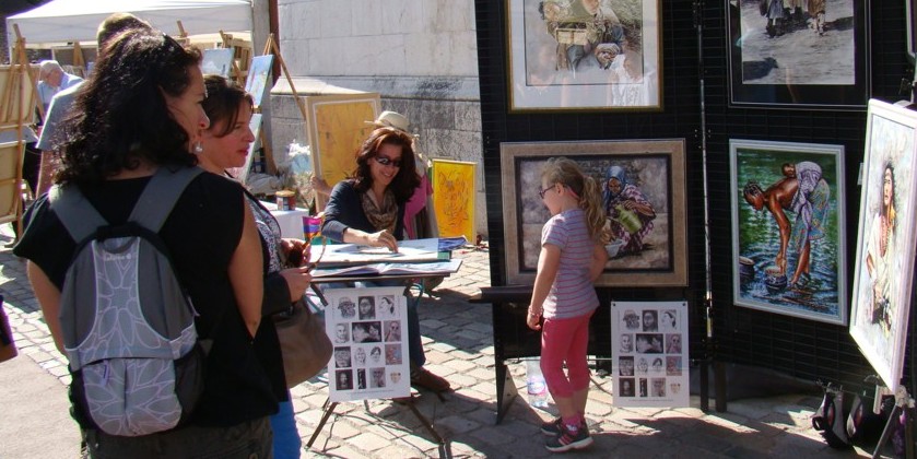 Portaitiste au Marché de l'art Annecy (juin 2014)